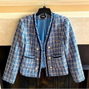Express Blue and White Tweed Jacket